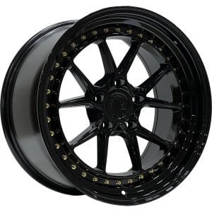 SLK 8123 9.5X18İNÇ  5X120 ET35 72.56 GLOSS BLACK+GOLD RIVETS ÇELİK JANT