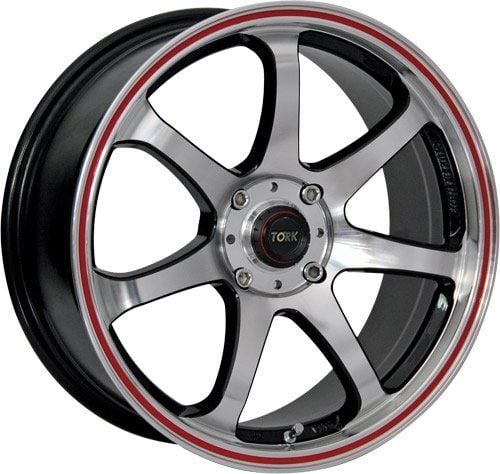 Megatork TORK 356 6x14inç 4x108 BLACK MACHINED + RED ÇELİK JANT