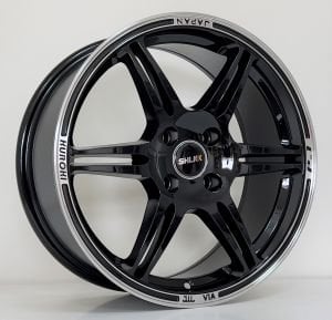 SLK 9010 7x16inç 4x100 ET35 73.1 BLACK+RING MACHINED ÇELİK JANT