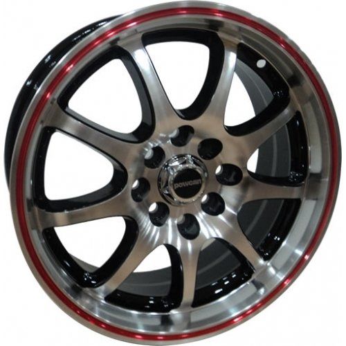 Powcan BK 195 6.5x15inç 4x100/114 BLACK MACHINED RED ÇELİK JANT