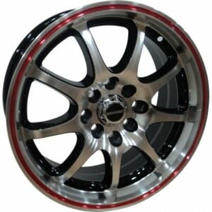 Powcan BK 195 6x14inç 4x100 BLACK MACHINED RED