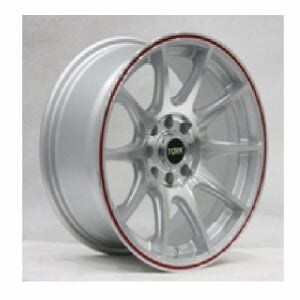 Megatork TORK 7100 8x15inç 4x100/108 SİLVR MACHINED + RED ÇELİK JANT