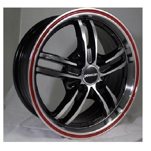 Powcan BK 319 6.5x15inç 4x100 BLACK MACHINED RED