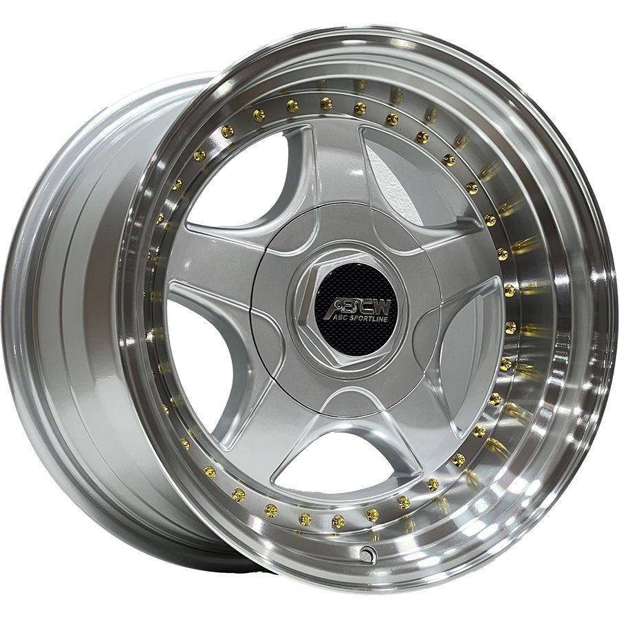 BCH 7813 8.5X17inç  5X112/120 ET25 72.56 SILVER LIP MAC+GOLD RIVETS ÇELİK JANT