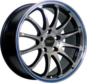 Megatork TORK 366 6.5x15inç 5x100/112 BLACK MACHINED + MAVI ÇELİK JANT