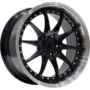 SLK 1769 8.5X18İNÇ  5X120 ET35 72.1 GLOSS BLACK LIP MAC+GOLD RIVETS ÇELİK JANT