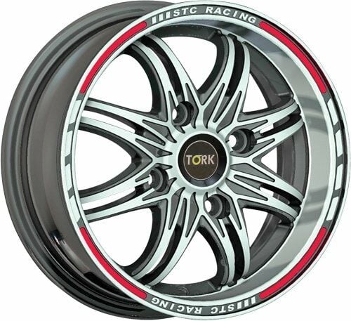 Megatork TORK 844 5.5x13inç 4x100 BLACK MACHINED RED