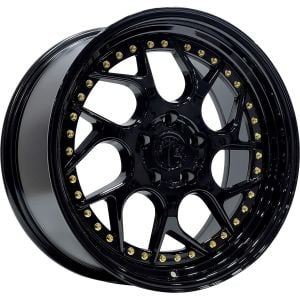 SLK 1699 8.5X18İNÇ  5X120 ET35 72.56 GLOSS BLACK+GOLD RIVETS ÇELİK JANT