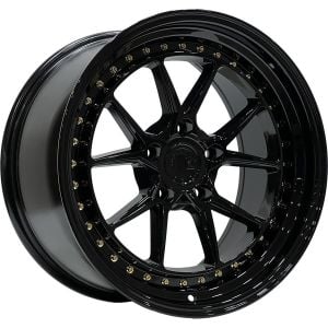 SLK 8123 8.5X18İNÇ  5X120 ET32 72.56 GLOSS BLACK+GOLD RIVETS ÇELİK JANT