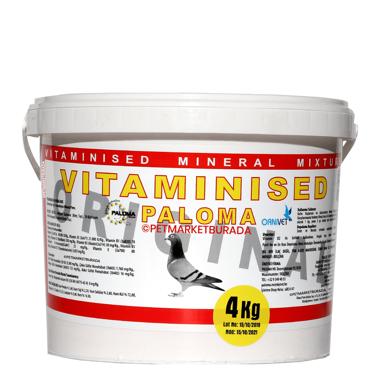 Paloma Vitaminsed Zengin Vitamin Mineral Karışımı Pembe Toz 4 kg Kova