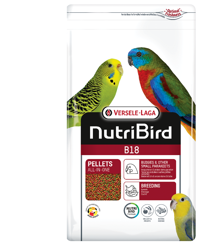 Versele Laga Nutribird B18 Damızlık Muhabbet Kuşları Ve Mini Paraketler İçin Meyveli Pelet Yem 1 kg (Bölünmüş)