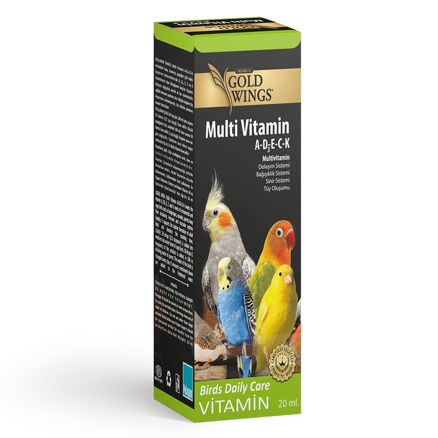 Goldwings Premium Multi Vitamin A-D3-E-C-K Tüy Oluşum Destekleyici Karışık Vitamin 20 cc