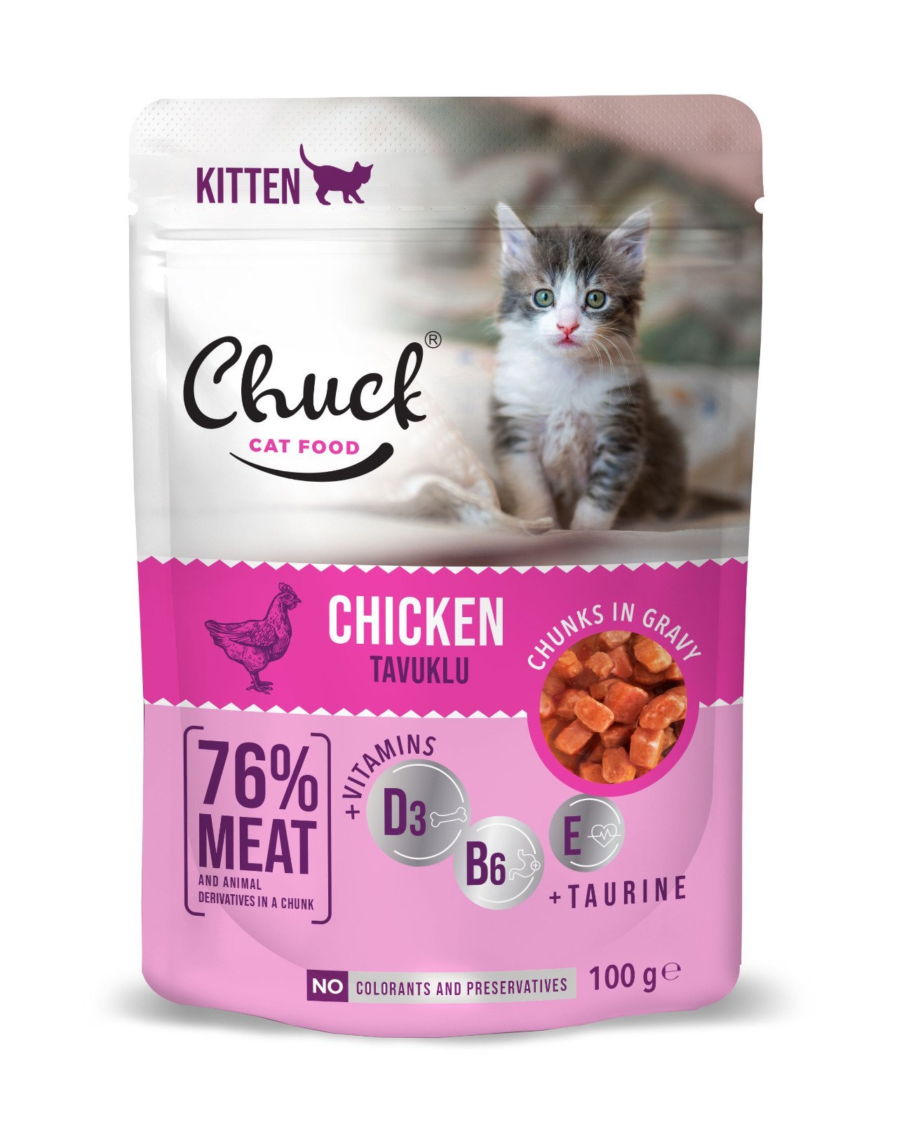 Chuck Kitten Pouches Yavru Kediler İçin Tavuklu Poşet Mama 100 gr