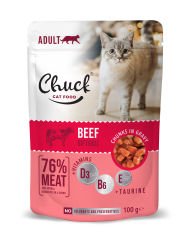 Chuck Adult Pouches Yetişkin Kediler İçin Biftekli Poşet Mama 100 gr