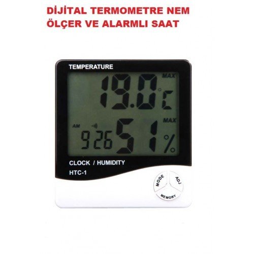 Dijital Nem Sıcaklık Ölçer Termometreli Saat
