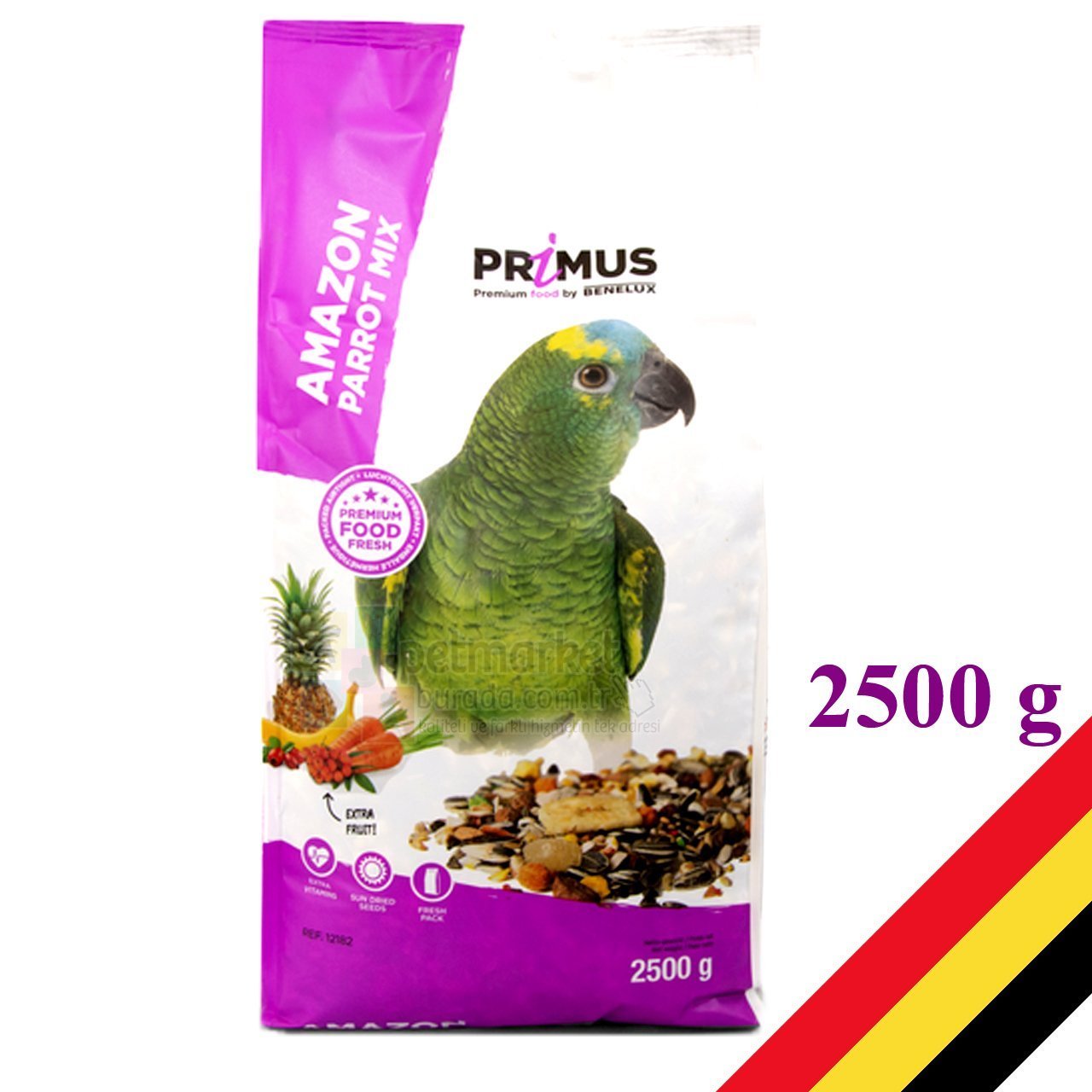 Benelux Primus Premium Amazon Papağanları İçin Ekstra Meyveli Karışık Yem 2.5 Kg