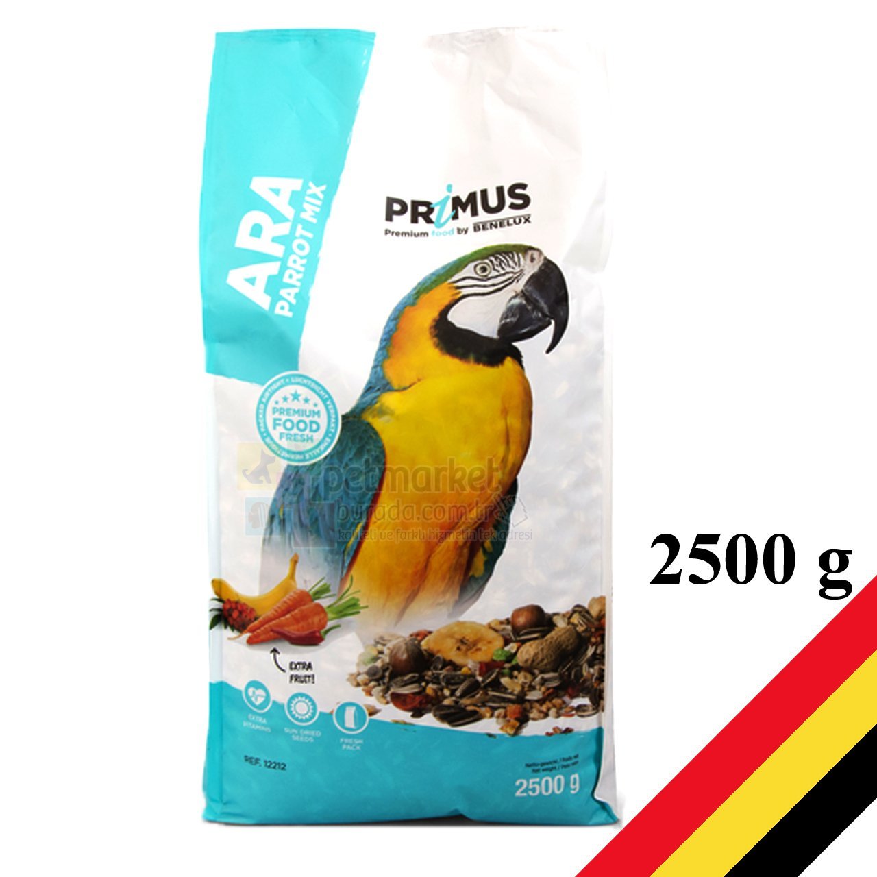 Benelux Primus Premium Ara Papağanları İçin Ekstra Meyveli Karışık Yem 2.5 Kg
