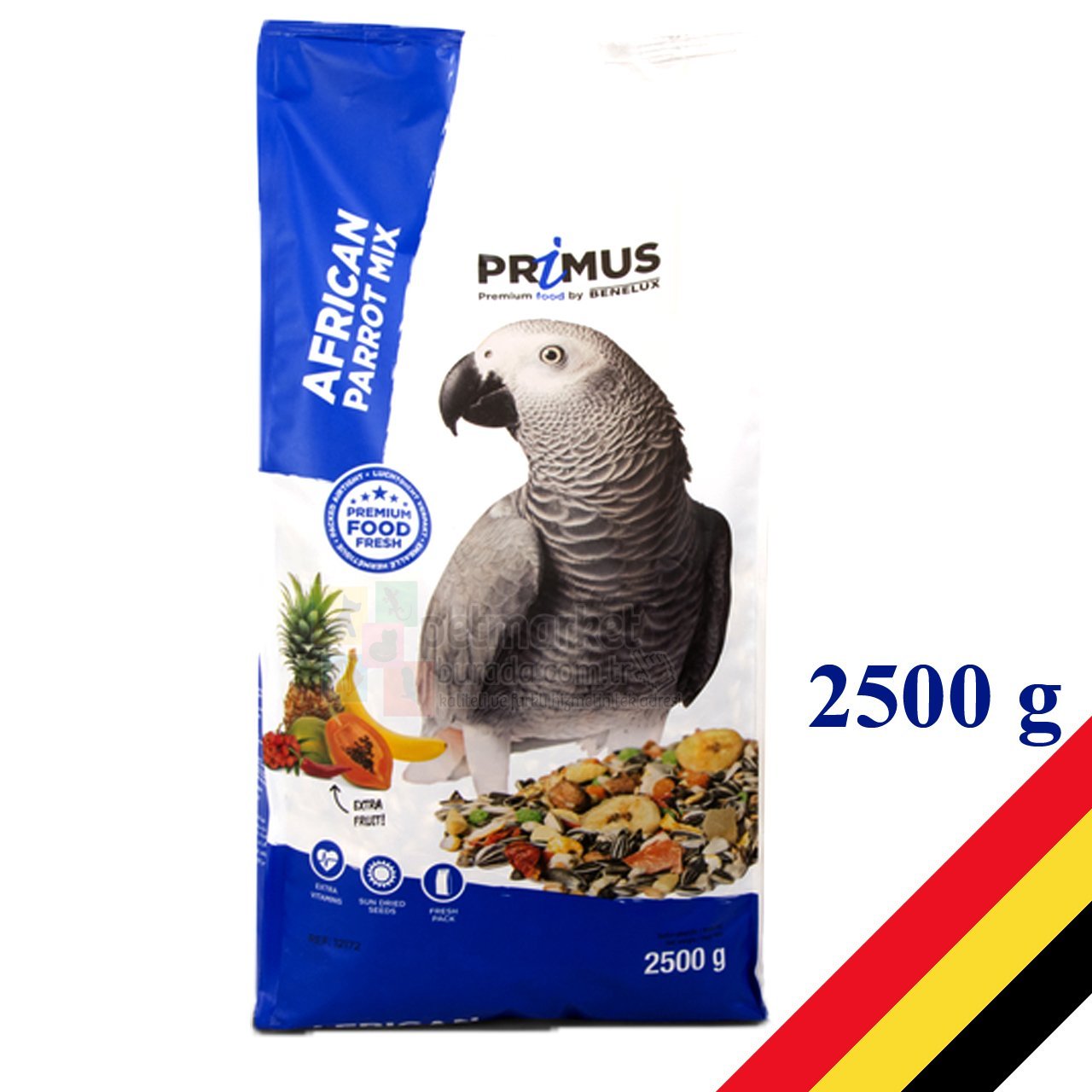 Benelux Primus Premium Jako Papağanları İçin Ekstra Meyveli Karışık Yem 2.5 Kg