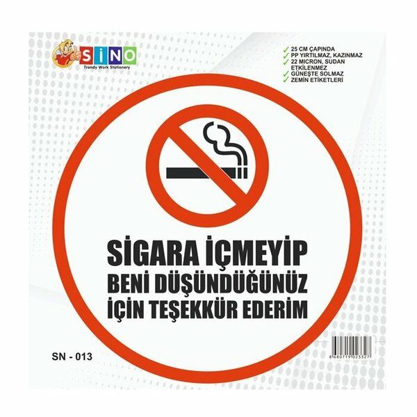 Sino Zemin Uyarı Etiketi Sigara İçmeyip Beni Düşündüğünüz İçin Teşekkür Ederim