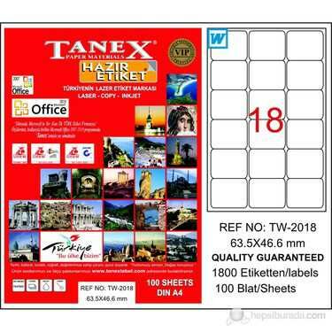 Tanex Tw-2018 63,5x46,6 Mm Laser Etiket 100 Adet
