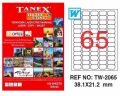 Tanex Tw-2065 38,1x21,2 Mm Laser Etiket 100 Adet