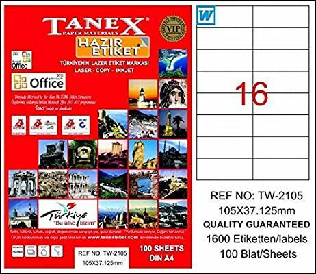 Tanex Tw-2105 105x37,125 Mm Laser Etiket 100 Adet
