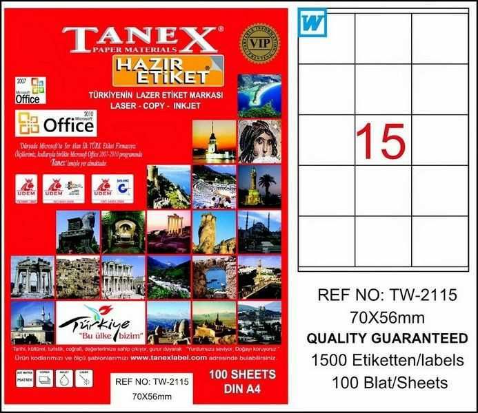 Tanex Tw-2115 70x56 Mm Laser Etiket 100 Adet