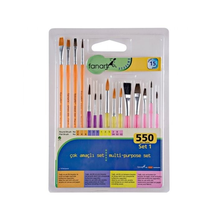 Fanart Academy 550 Seri Fırça Seti 1 15 Li