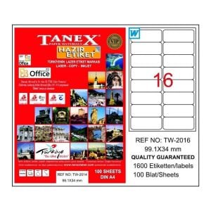 Tanex Tw-2016 99,1x34 Mm Laser Etiket 100 Adet