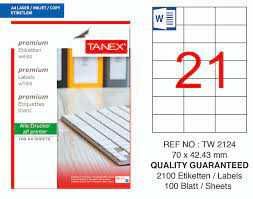 Tanex Tw-2124 70x42,43 Mm Laser Etiket 100 Adet
