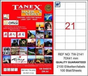 Tanex Tw-2141 70x41 Mm Laser Etiket 100 Adet