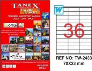 Tanex Tw-2433 70x23 Mm Laser Etiket 100 Adet