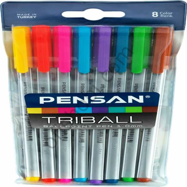 Pensan Trıball Tükenmez Kalem Renkli 8 Li Vakumlu