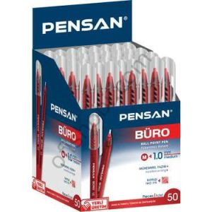 Pensan 2270 Büro Tükenmez Kalem 1 Mm Kırmızı 50 Li Kutu