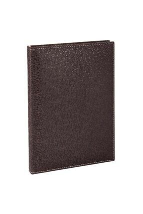2K Deri Kapak Defter Ajanda Tarihsiz Kareli 4913 Kahverengi 17x24 Cm
