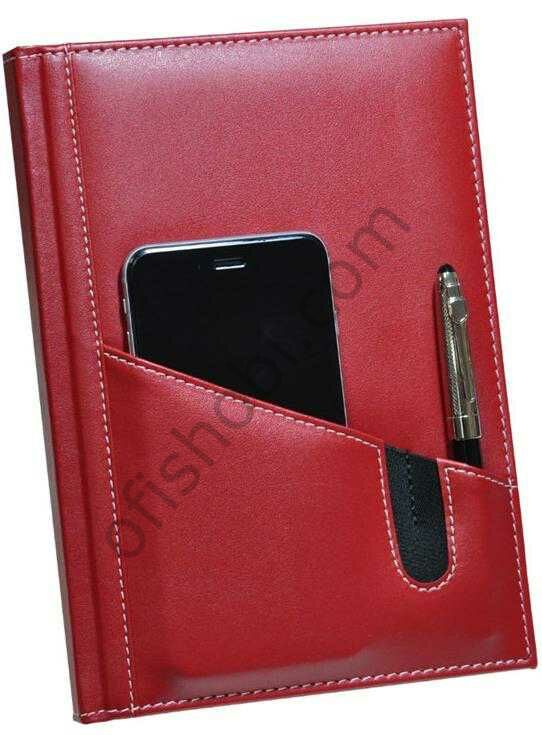 2K Deri Kapak Defter Ajanda Tarihsiz Kareli 5468 Kırmızı 17x24 Cm