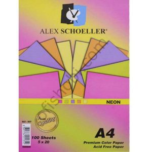 Alex Fotokopi Kağıdı Fosforlu A4 100 Lü Karışık Alx-837