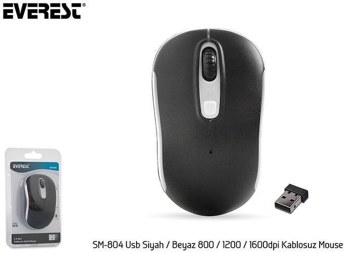 Everest SM-804 Usb Siyah/Beyaz 800/1200/1600dpi Kablosuz Mouse