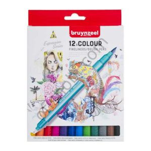 Bruynzeel Fineliner Çift Taraflı Kalem Seti 12 Renk