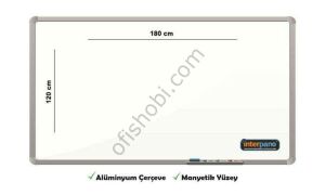 İnter 120x180 Elegant Çerçeve Manyetik Yüzeyli Duvara Monte Beyaz Yazı Tahtası