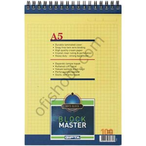 Gıpta Block Master Spiralli Karton Kapak Bloknot A5 100 Yp Kareli