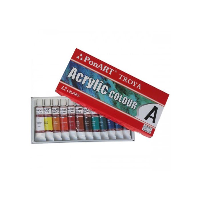 PonART Troya Akrilik Boya Set 12 Renkx 12 ml