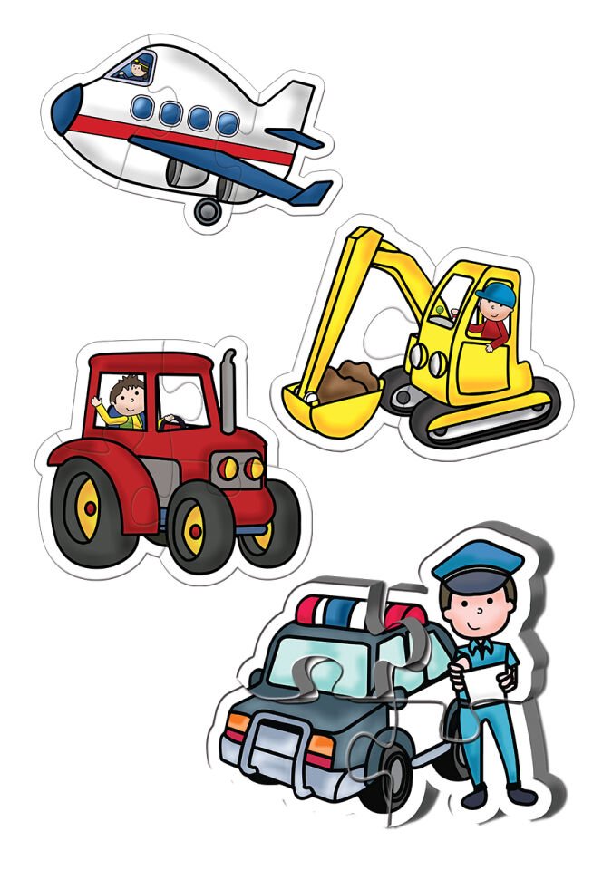 Ks Games 4in1 Puzzle 2/3/4/4 Meslekler ve Taşıtlar / Jobs and Vehicles
