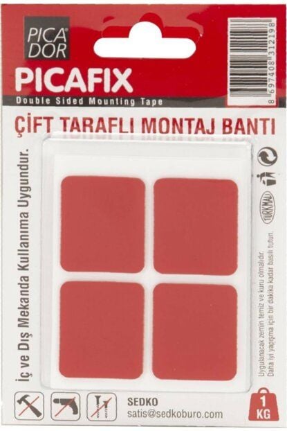Picador Çift Taraflı Montaj Bant Vhb Kare Kırmızı