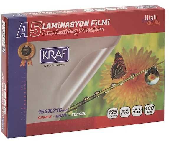 Kraf Laminasyon Filmi Parlak A5 125 Micron 100 Lü 2125