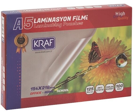 Kraf Laminasyon Filmi Parlak A5 125 Micron 100 Lü 2125