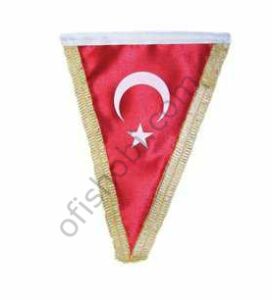 Buket 15x22,5 Cm Üçgen Simli Masa Bayrağı