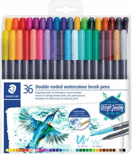 Staedtler 3001 Tb36 Çift Uçlu Watercolor Brush Keçeli Kalem 1.0-6.0 / 0.5-0.8 Mm 36 Li