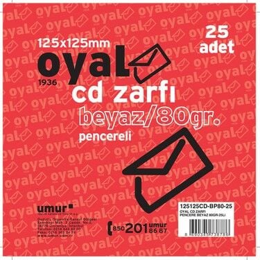Oyal Cd Zarfı 12,5x12,5 Beyaz 90 Gr 25 L
