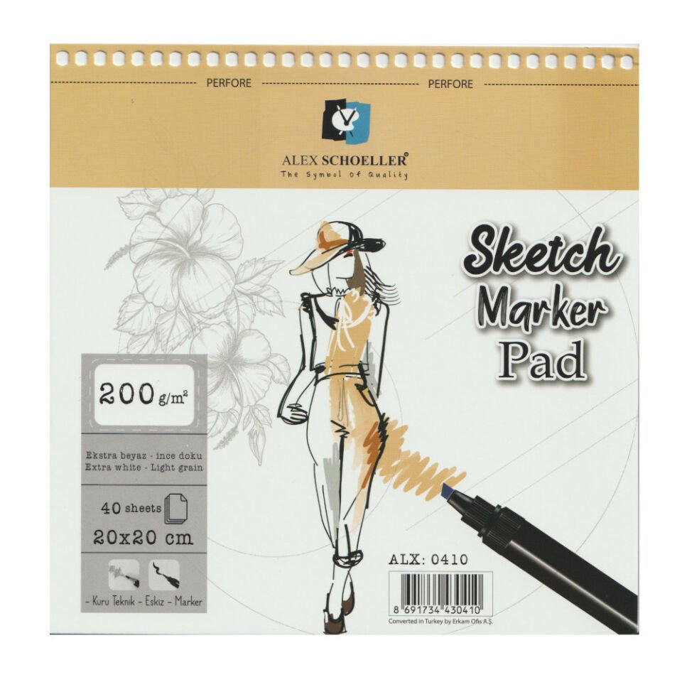 Alex Spiralli Sketch Marker Pad 20x20 Cm 200 Gr 40